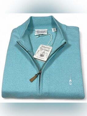NWT! McIlhenny Dry Goods by Tabasco Aqua Blue Quarter Zip Sweater Men’s Size XL